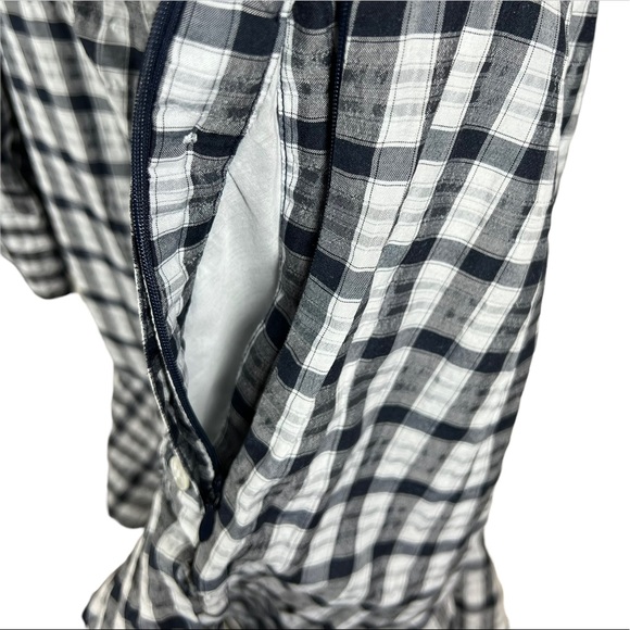 VERONICA BEARD Sherry Crinkled Plaid Mini Dress Size Small Navy Blue White - Picture 8 of 14